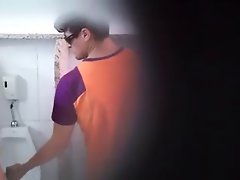 hungarian student giving a BJ on university toilet