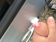 Public cum on strangers car. (Big cum)