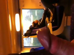 Flash penis in train for barely legal teen with cumshot