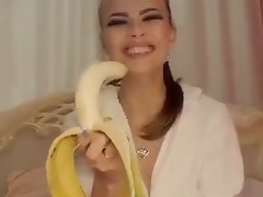 Funny deep throat banana