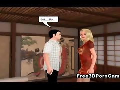 3D cartoon tempting blonde catches her nephew masturbating