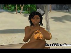 3D cartoon lustful ebony honey receives her clothes off