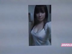 chesty asian slutty girl is a lewd one strutting around