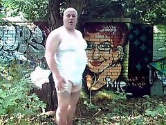 Posing outdoor masturbation