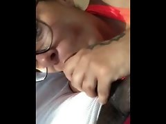 White teen suck hard black cock while babysitting her brother