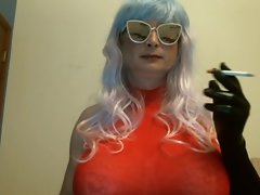 smoking big tit tranny