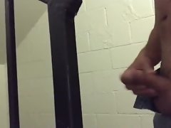 Caught in public stairway jerking off!