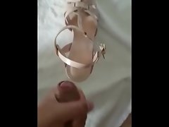 Cumshot on sexy wedge heels