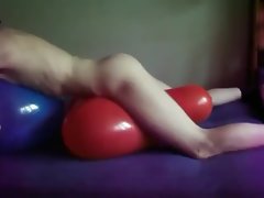 Crimson & blue balloon humping orgasm