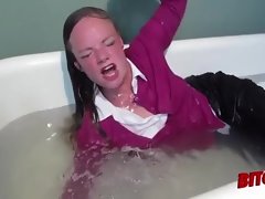 Fresh Hair over face_head dunking in bathtub