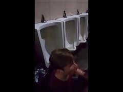Blow-job in the public bathroom