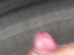 Solo masculine masturbating on truck parking lot