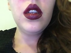 Fatty Emo Brunette Teenager Close Up Smoking - Dark Red Lipstick Black Humps