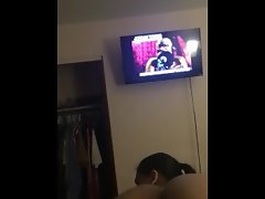 Mexican slutty wife almost caught me cheating in her couch p2